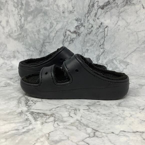 Crocs Men's 5 Women's 7 Black Classic Cozzzy Sandal Fuzzy Slipper P1-37 - Picture 4 of 10